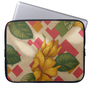Capa para laptop  Floral Vintage com Hibiscos Sleeve