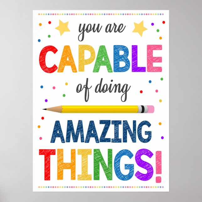 Capable Of Amazing Things Rainbow Classroom Poster (Front)