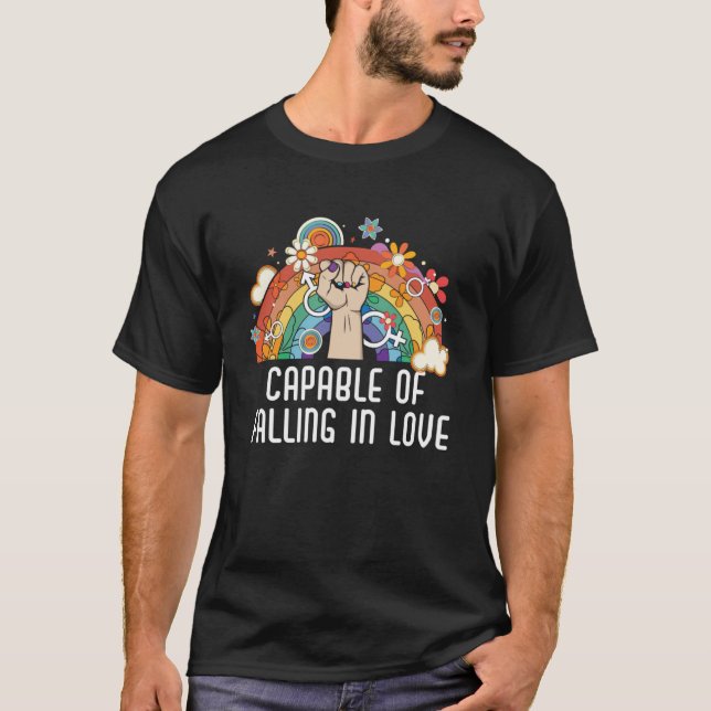 Capable Of Falling In Love Bisexual Pride Bisexual T-Shirt (Front)