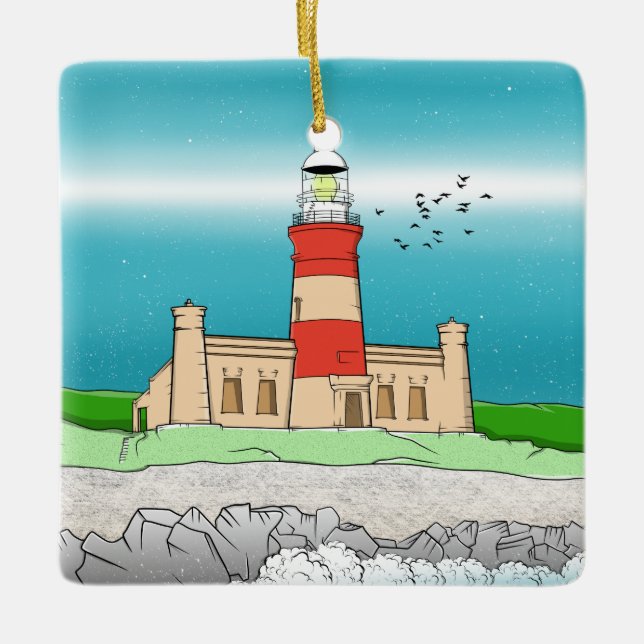 Cape Agulhas Lighthouse Ceramic Ornament (Front)