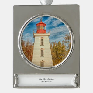 Cape Bear Lighthouse Silver Plated Banner Ornament