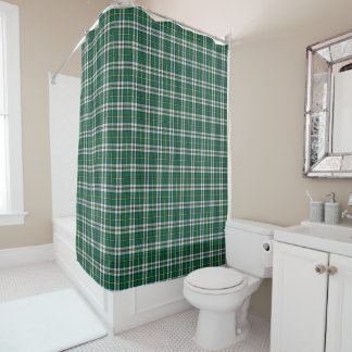Cape Breton Tartan Green and White Plaid Pattern Shower Curtain