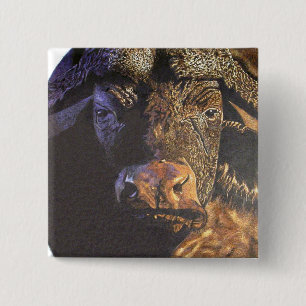 Cape Buffalo 15 Cm Square Badge
