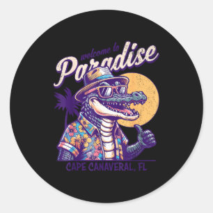 Cape canaveral florida alligator retro style classic round sticker