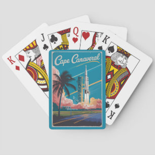 Cape Canaveral Florida Illustration Travel Art Playing Cards