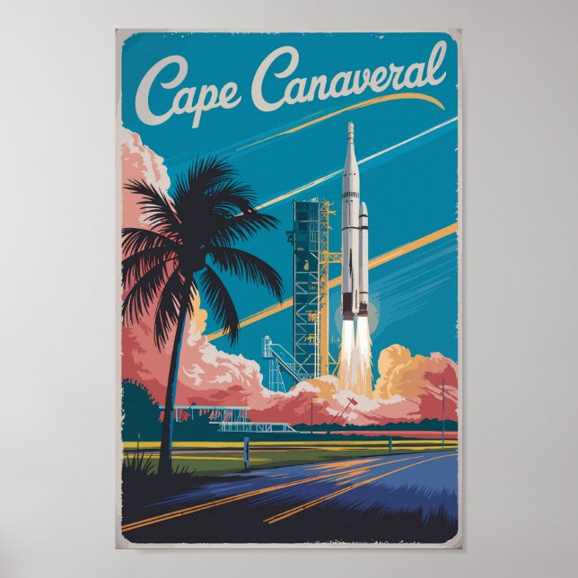 Cape Canaveral Florida Illustration Travel Art Poster (Front)