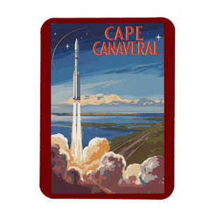 Cape Canaveral Florida Painterly Travel Art Retro Magnet