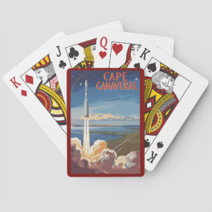 Cape Canaveral Florida Painterly Travel Art Retro Playing Cards