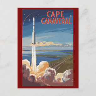 Cape Canaveral Florida Painterly Travel Art Retro Postcard