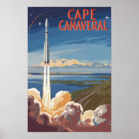 Cape Canaveral Florida Painterly Travel Art Retro