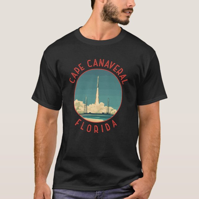 Cape Canaveral Florida Retro Distressed Circle T-Shirt (Front)
