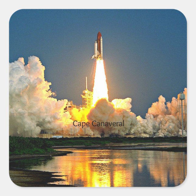 Cape Canaveral Launch Pad Labelled Square Sticker (Front)