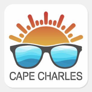 Cape Charles Beach Virginia Sunglasses Square Sticker