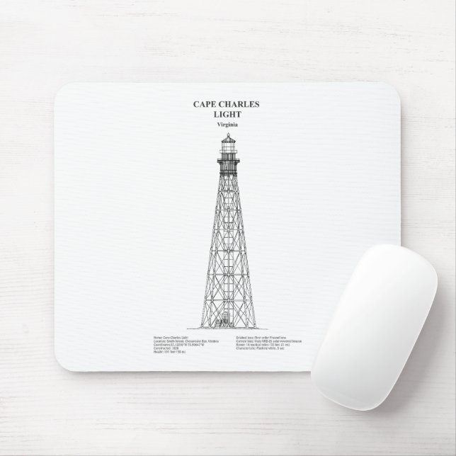 Cape Charles Lighthouse - Virginia - BD Mouse Pad (With Mouse)
