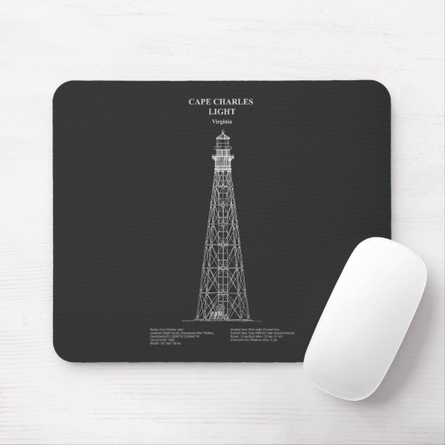 Cape Charles Lighthouse - Virginia - PD Mouse Pad (With Mouse)