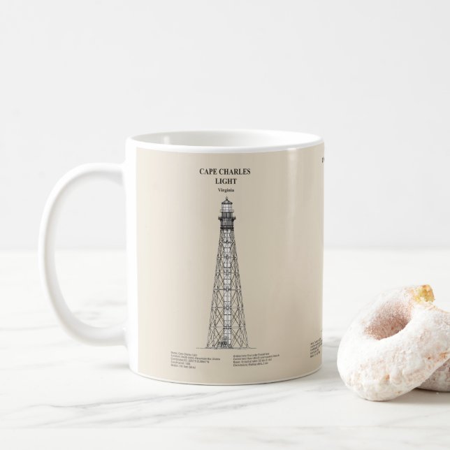 Cape Charles Lighthouse - Virginia - SBD Coffee Mug (With Donut)