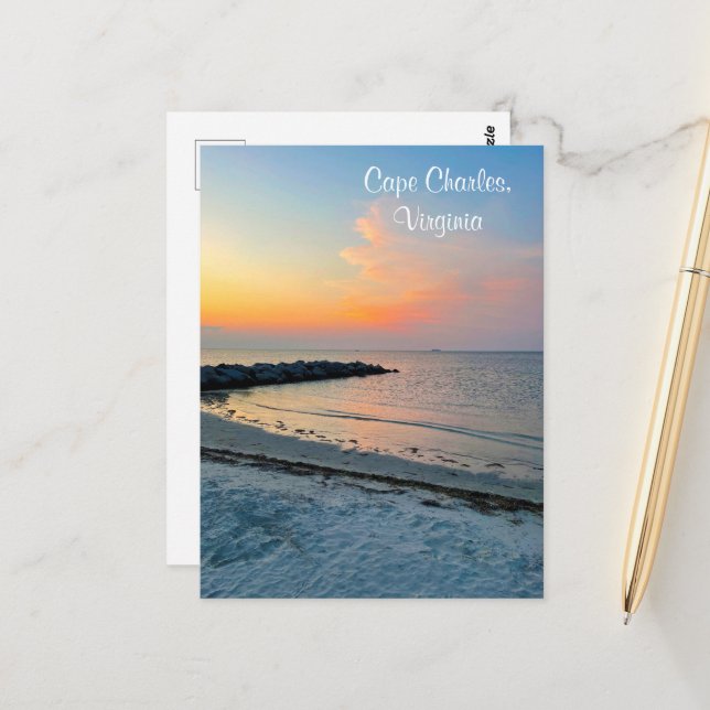 Cape Charles Virginia Sunset Postcard  (Front/Back In Situ)