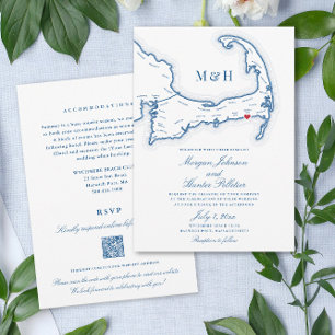Cape Cod All-in-One QR code RSVP Wedding Invitation