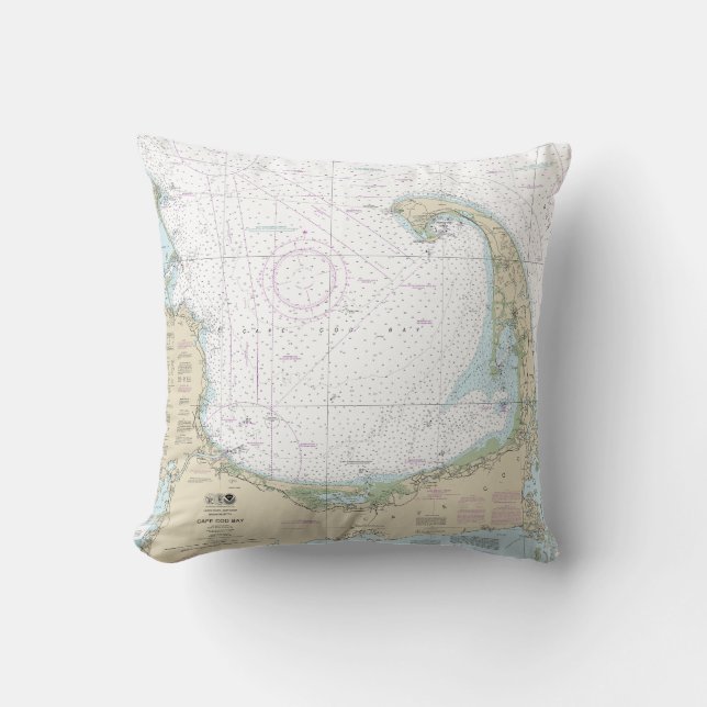 Cape Cod Bay Nautical Chart 13246 Cushion (Front)