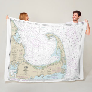 Cape Cod Bay Nautical Chart 13246 Fleece Blanket