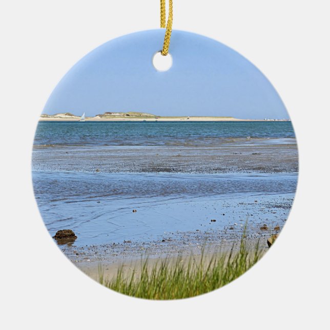 Cape Cod Bay ocean beach Ceramic Ornament (Front)