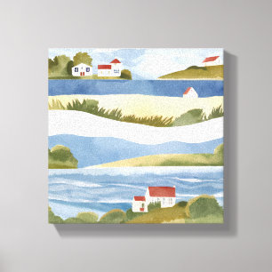 Cape Cod Bay   Ocean Shore Coastal Watercolor Canvas Print