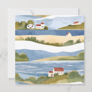 Cape Cod Bay   Ocean Shore Coastal Watercolor Card