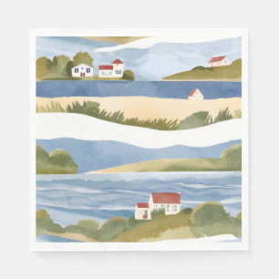 Cape Cod Bay Ocean Shore Coastal Watercolor Napkin