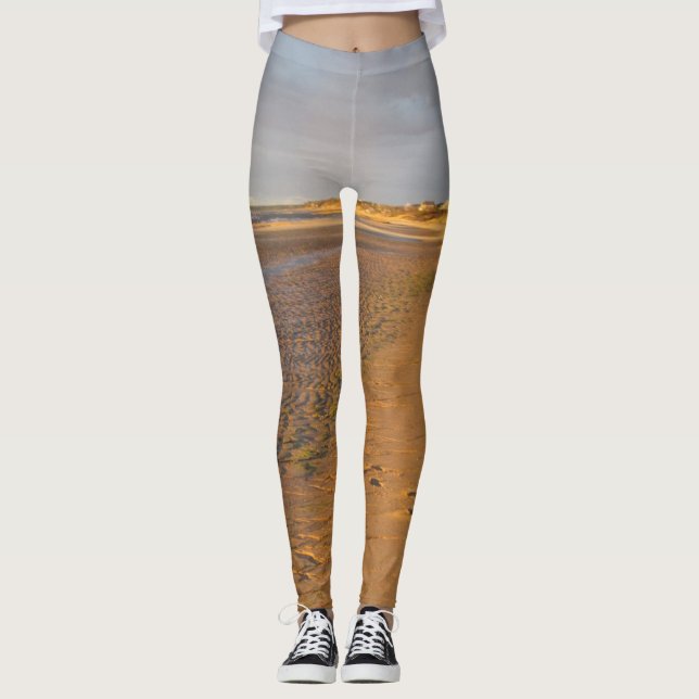Cape Cod Bay Sand Flats Sunset Leggings (Front)
