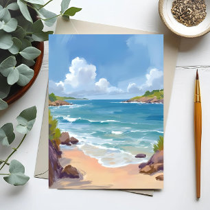 Cape Cod Beach Bay Ocean Painting Postcard