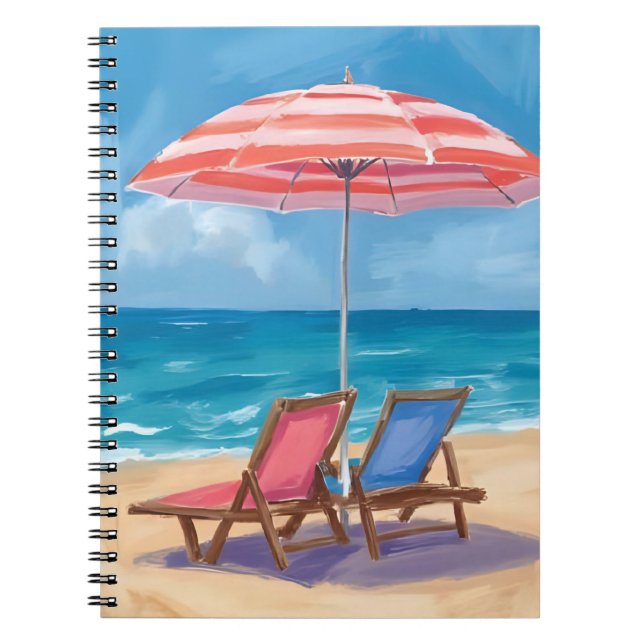 Cape Cod Beach Day | Watercolor Ocean MA Notebook (Front)