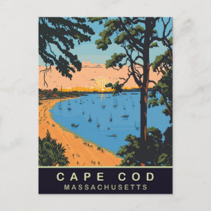 Cape Cod Beach, Massachusetts, Vintage Travel Postcard