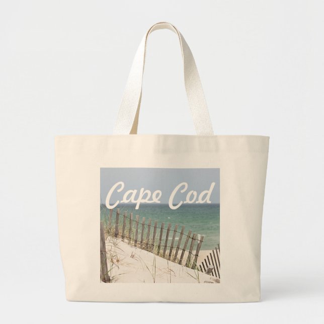 Cape Cod beach photo Large Tote Bag (Front)