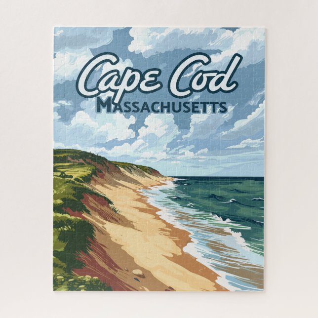 Cape Cod Beach Seashore Massachusetts Blue  Jigsaw Puzzle (Vertical)