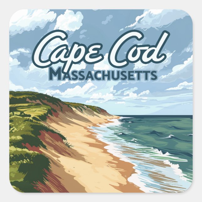 Cape Cod Beach Seashore Massachusetts Blue  Square Sticker (Front)