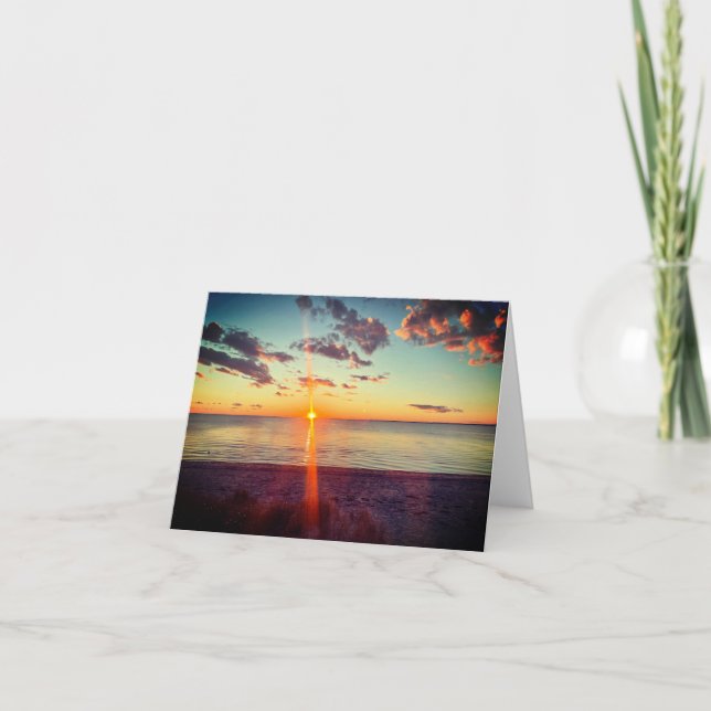 Cape Cod Beach Sunset Photo Note Card (Front)