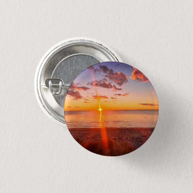Cape Cod Beach Sunset Photo Pinback Button (Front & Back)