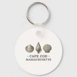 Cape Cod Beach Vacation Vintage Seashells Sheller Key Ring