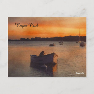 Cape Cod Boats at Sunset Post Card