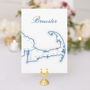 Cape Cod Brewster Map Wedding Table Name Card