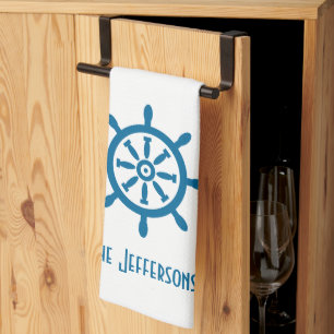 Cape Cod Captain's Wheel Linen Tea Towel