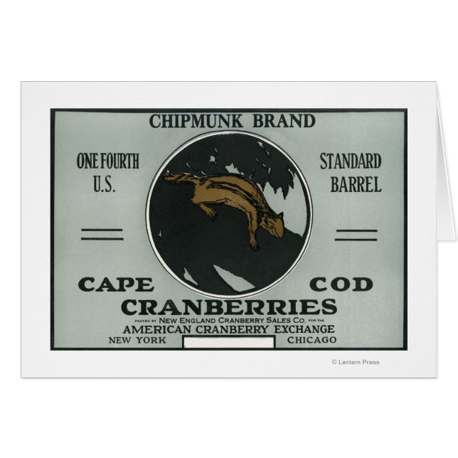 Cape Cod Chipmunk Brand Cranberry Label (Front Horizontal)