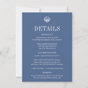 CAPE COD Coastal Blue Wedding Details Card