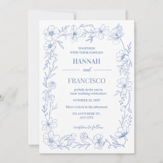 CAPE COD Coastal Blue Wedding InvitationInvitation Invitation