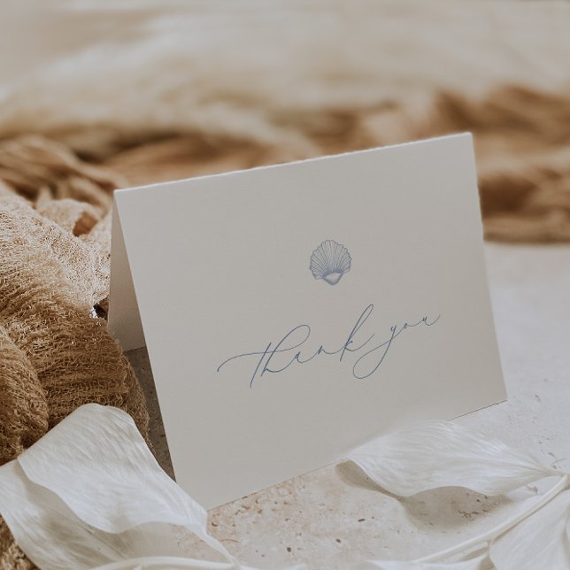 CAPE COD COASTAL Seashell Wedding Photo Thank You Card (Creator Uploaded)