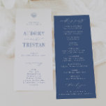 CAPE COD Coastal Wedding Program<br><div class="desc">CAPE COD Coastal Blue,  wedding program. Features,  light blue typography and scallop seashell illustration on front with white typography and dusty navy-blue background backing.</div>