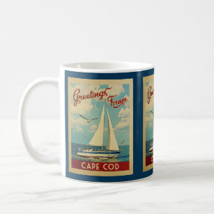 Cape Cod Coffee Mug Sailboat Retro Massachusetts