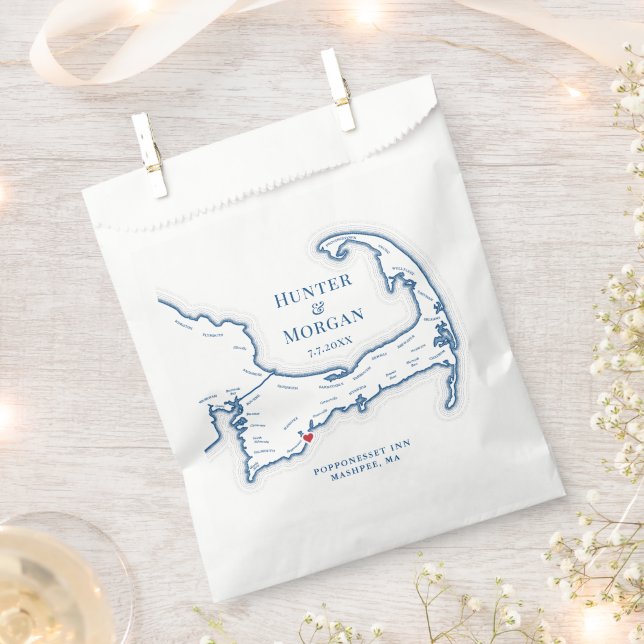 Cape Cod Destination Wedding Favour Bag (Clipped)