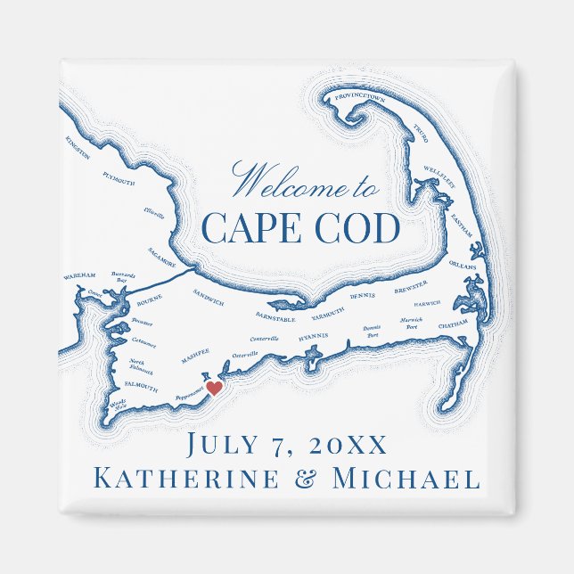 Cape Cod Destination Wedding Favour Magnet (Front)