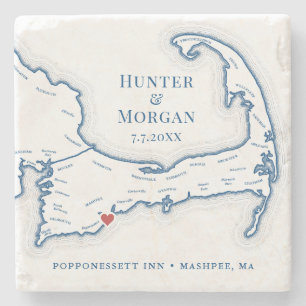 Cape Cod Destination Wedding Gift Stone Coaster
